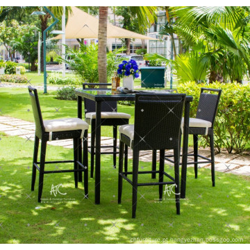 Poly Rattan PE High Bar Chair para móveis de jardim ao ar livre